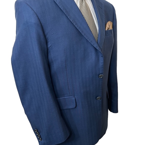 JOS. A, BANKS MENS NAVY BLUE WOOL AND SILK BLAZER, SIZE 41R VERY HANDSOME BLSZER - Picture 5 of 13